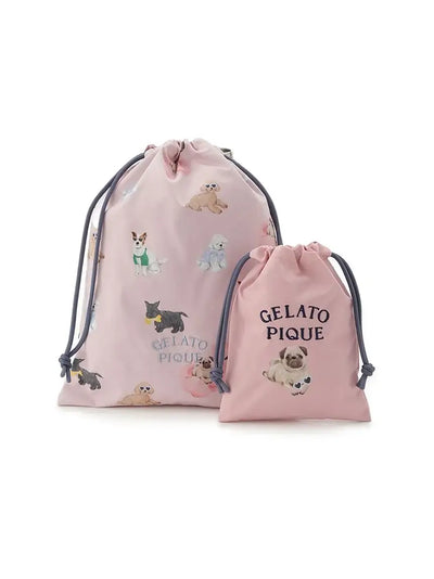 Summer Dog Drawstring Bag Set gelato pique