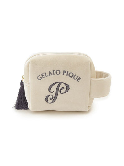 Emblem Motif Velour Pouch gelato pique