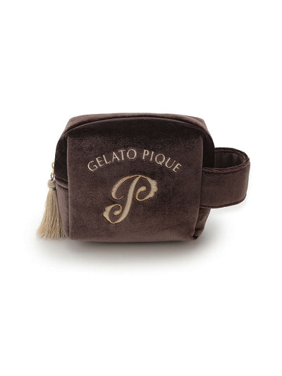 Emblem Motif Velour Pouch gelato pique