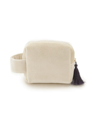 Emblem Motif Velour Pouch