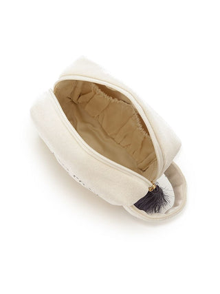 Emblem Motif Velour Pouch