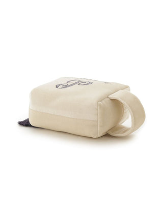 Emblem Motif Velour Pouch