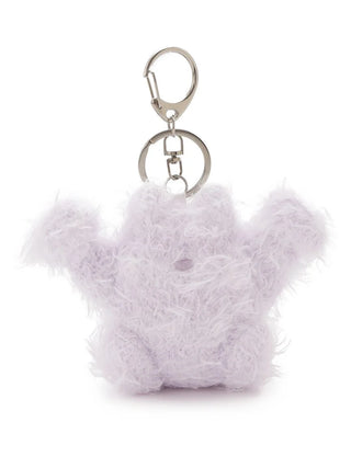 Fluffy purple Pique Monster key charm, perfect for Halloween accessories and gifts. Unique fuzzy design and color.