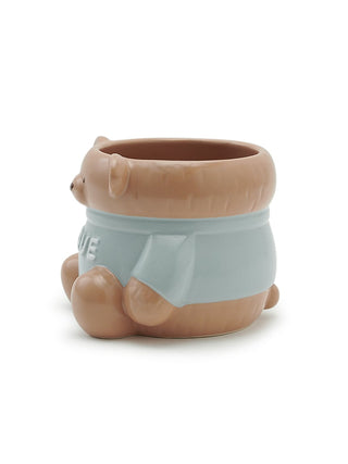 Cute bear-shaped ceramic mug with light blue sweater design, perfect for coffee and tea, adding charm to kitchen or office decor.