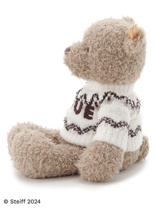 Steiff Teddy Bear Jimmy in Gelato Pique sweater, featuring soft, fluffy texture and cozy design, side view