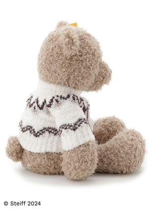 Steiff Teddy Bear Jimmy in cozy Gelato Pique sweater, side view, showcasing fluffy texture and classic design. Perfect blend of tradition and style.