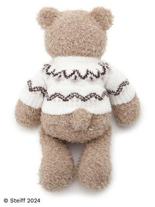 Steiff Teddy Bear Jimmy in a cozy sweater, showcasing fluffy texture from the Gelato Pique collaboration, rear view.