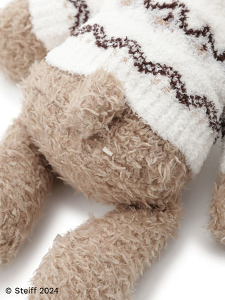 Close-up of Steiff Teddy Bear Jimmy in cozy sweater, showcasing soft texture and high-quality craftsmanship.