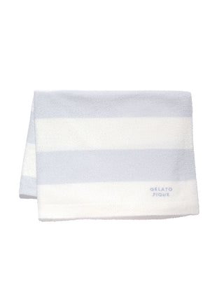 Smoothie 2-Border Lap Blanket by Gelato Pique, ultra-soft fabric with a stylish two-tone border design in blue and white, folded.