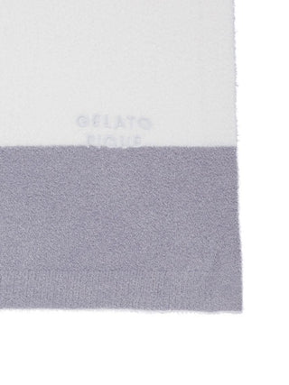 Alt Tag: Gelato Pique USA Durable Smoothie Border Lap Blanket, Premium Loungewear, soft grey and white texture.