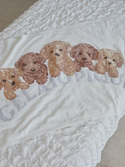 Toy Poodle Motif Jacquard Lap Blanket gelato pique