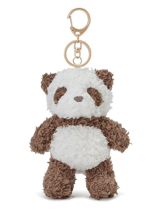 Gelato Pique USA Panda Key Charm in brown, made from fluffy 'gelato' material, perfect for attaching to bags. Premium Loungewear and Sleepwear.