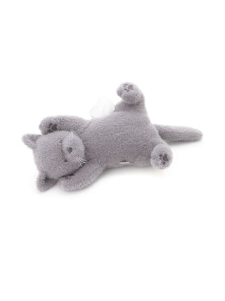 Gray CAT Plush Tissue Holder by Gelato Pique USA, cozy home decor, Premium Loungewear and Sleepwear, soft and functional tissue cover.