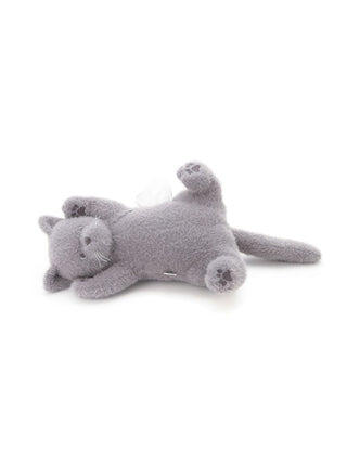 Grey CAT Plush Tissue Holder from Gelato Pique USA, cute home decor, premium loungewear and sleepwear accessory, soft and fluffy design.