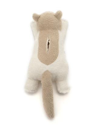 Beige and white CAT Plush Tissue Holder from Gelato Pique USA, premium loungewear and sleepwear decorative piece.