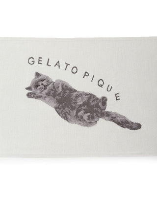 CAT Jacquard Throw Blanket featuring a relaxed Scottish Fold design with 'GELATO PIQUE' text.