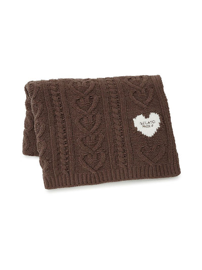 Heart Aran Lap Blanket gelato pique