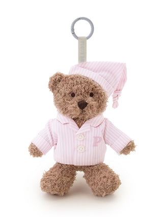 Gelato Pique [PIQUE BEAR] Gelato Stripe Pajama Plushie Charm in pink, front view