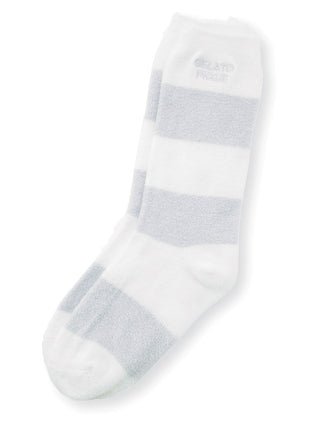 Smoothie Lite 2 Border Socks Gray- Women's Lounge Socks at Gelato Pique USA