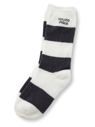 Smoothie Lite 2 Border Socks Black- Women's Lounge Socks at Gelato Pique USA