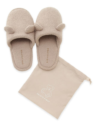 New Bear Motif Travel Slippers- Women's Lounge Room Slippers at Gelato Pique USA