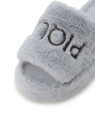 New Heart Logo Eco Fur Slippers White- Women's Lounge Room Slippers at Gelato Pique USA