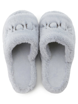 New Heart Logo Eco Fur Slippers White- Women's Lounge Room Slippers at Gelato Pique USA 