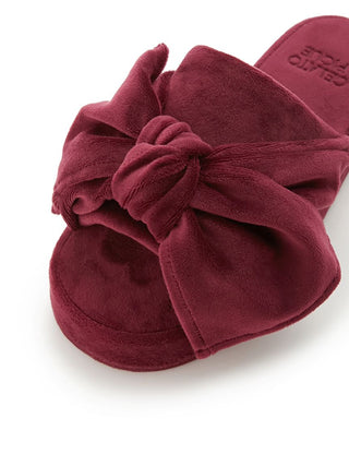 Velor Ribbon Slippers in Wine, Women's Lounge Room Slippers, Bedroom Slippers, Indoor Slippers at Gelato Pique USA