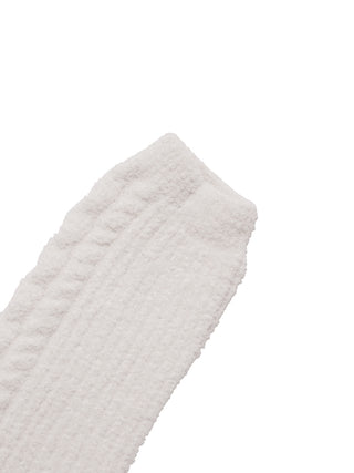 Aran Pattern Long Fuzzy Socks in off- white, Cozy Women's Loungewear Socks at Gelato Pique USA