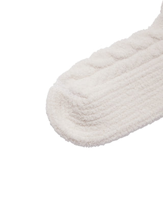 Aran Pattern Long Fuzzy Socks in off- white, Cozy Women's Loungewear Socks at Gelato Pique USA