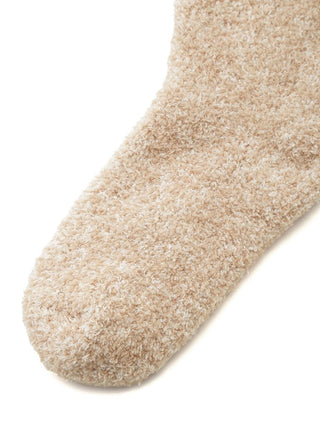 Powder Melange Bear Socks Mid-Calf Fuzzy Socks in beige, Cozy Women's Loungewear Socks at Gelato Pique USA