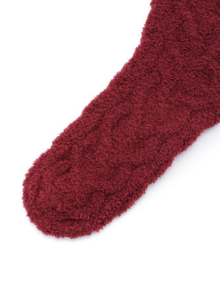 Motif Embroidery Socks in Red, Cozy Women's Loungewear Socks at Gelato Pique USA.