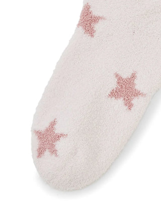 Cozy star jacquard bear lounge sock in pastel with pink star motifs.