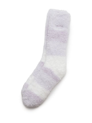 Gelato Random 3 Border Fuzzy Socks in lavender, Cozy Women's Loungewear Socks at Gelato Pique USA.