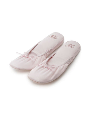 [Sweet] Satin Ribbon House Slippers in Light Pink, Women's Lounge Room Slippers, Bedroom Slippers, Indoor Slippers at Gelato Pique USA.