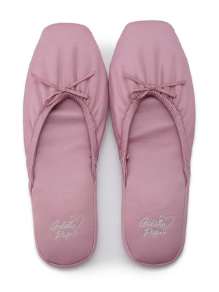 [Sweet] Satin Ribbon House Slippers in Pink, Women's Lounge Room Slippers, Bedroom Slippers, Indoor Slippers at Gelato Pique USA.