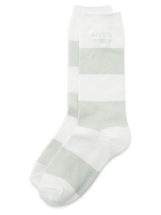 Smoothie Lite 2-Border Fuzzy Mid-Calf Socks in MINT,  Cozy Women's Loungewear Socks at Gelato Pique USA.