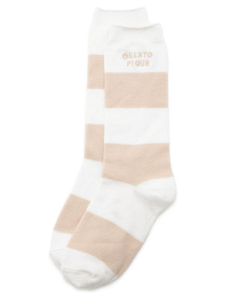 Smoothie Lite 2-Border Fuzzy Mid-Calf Socks in ORANGE, Cozy Women's Loungewear Socks at Gelato Pique USA.