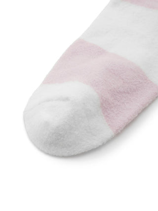 Smoothie Lite 2-Border Fuzzy Mid-Calf Socks in PINK, Cozy Women's Loungewear Socks at Gelato Pique USA.