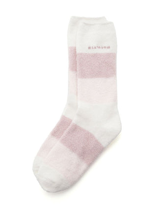 Smoothie 3-Border Fuzzy Mid-Calf Socks in PINK, Cozy Women's Loungewear Socks at Gelato Pique USA.