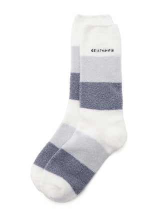 Smoothie 3-Border Fuzzy Mid-Calf Socks in NAVY, Cozy Women's Loungewear Socks at Gelato Pique USA.