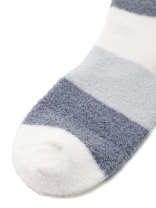 Smoothie 3-Border Fuzzy Mid-Calf Socks in NAVY, Cozy Women's Loungewear Socks at Gelato Pique USA.