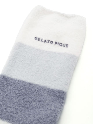 Smoothie 3-Border Fuzzy Mid-Calf Socks in NAVY, Cozy Women's Loungewear Socks at Gelato Pique USA.