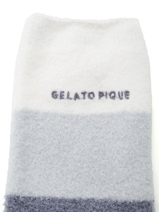 Smoothie 3-Border Fuzzy Mid-Calf Socks in NAVY, Cozy Women's Loungewear Socks at Gelato Pique USA.