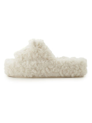 CAT Motif Eco Fur and Fuzzy Home Slippers in OFF WHITE, Women's Lounge Room Slippers, Bedroom Slippers, Indoor Slippers at Gelato Pique USA.