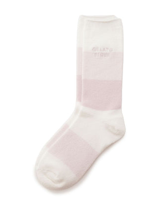 Smoothie Lite 3-border Fuzzy Socks in PINK, Cozy Women's Loungewear Socks at Gelato Pique USA.