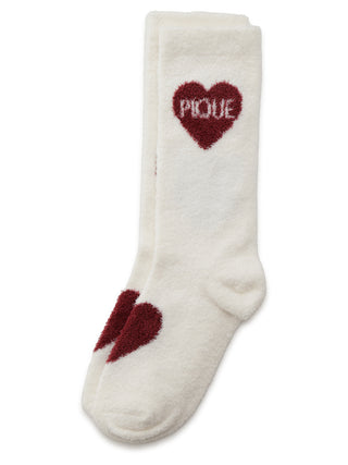 Hot Smoothie Heart JQD Socks in Off White, Cozy Women's Loungewear Socks at Gelato Pique USA