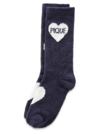 Hot Smoothie Heart JQD Socks in Navy, Cozy Women's Loungewear Socks at Gelato Pique USA