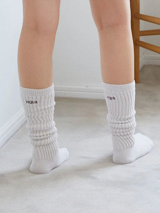 Ribbed Knit Knee-High Socks in BEIGE, Cozy Women's Loungewear Socks at Gelato Pique USA.