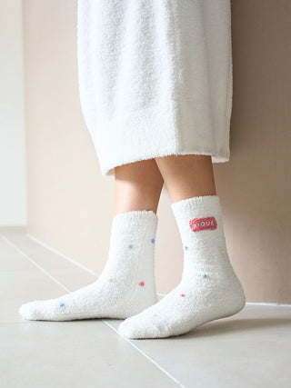 Baby Moco Mid-Calf Fuzzy Socks in Off White, Cozy Women's Loungewear Socks at Gelato Pique USA